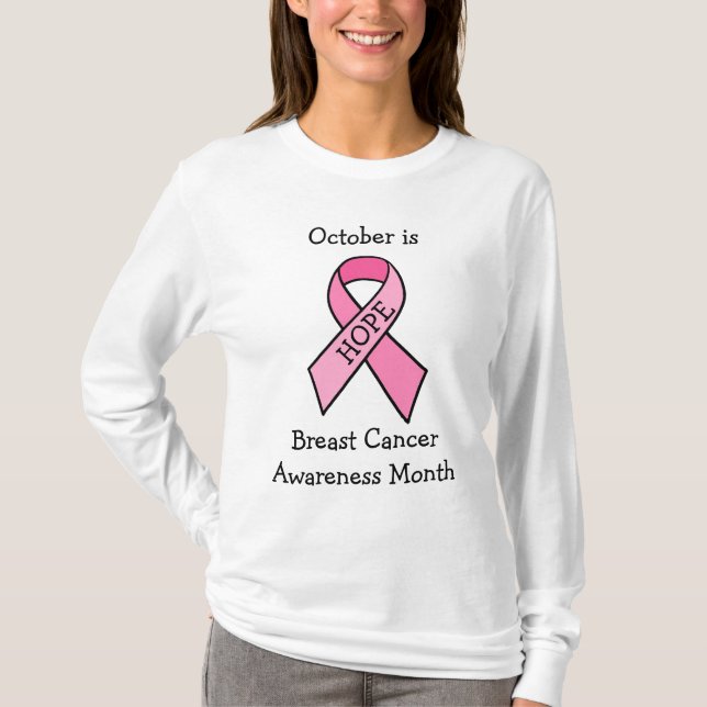 Camiseta Fita Rosa de Fita de Consciência do Cancer da Mama (Frente)