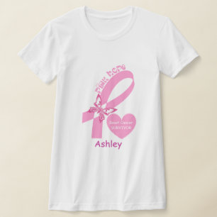Camiseta Fita rosa e butterfy Sobrevivente do câncer da ma