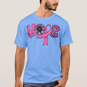 Camiseta Fita rosa-esperança Leopardo-girassol Cancer A