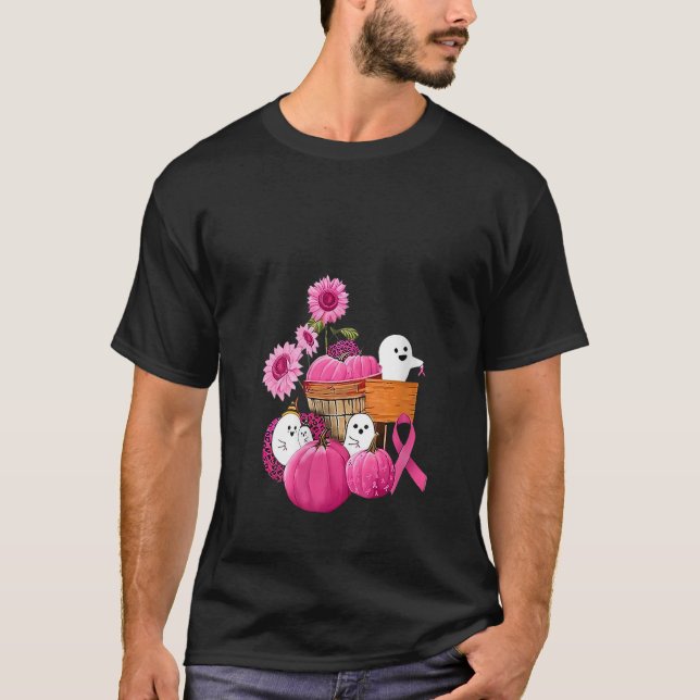 Camiseta Fita Rosa Pumpkin Leopardo Ghost Boos Mundo (Frente)