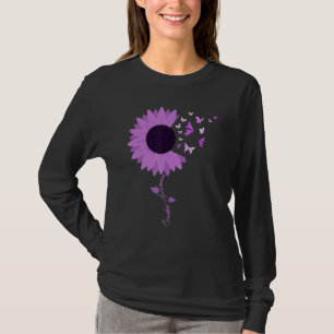 Camiseta Fita Roxa Borboleta Girassol Sobredosagem Awarene