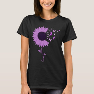 Camiseta Fita Roxa Borboleta Girassol Sobredosagem Awarene
