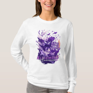 Camiseta Fita Roxa Floral Splash-Alzheimer Sensibilização