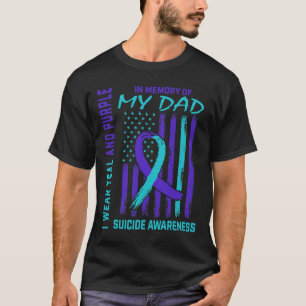 Camiseta Fita Roxa Teal Em Memória Do Suicídio Do Pai Aware