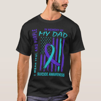 Camiseta Fita Roxa Teal Em Memória Do Suicídio Do Pai Aware
