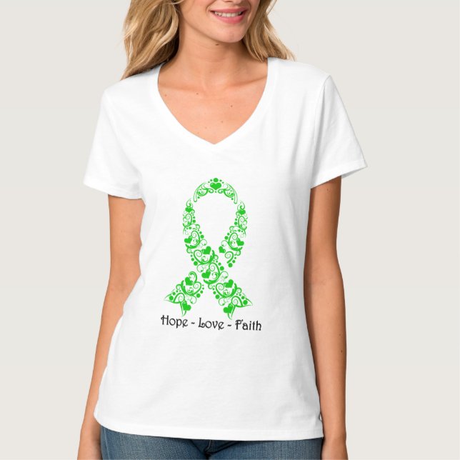 Camiseta Fita verde da consciência da esperança (Frente)