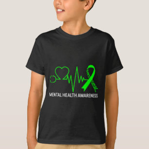 Camiseta fita verde da conscientização sobre saúde mental v