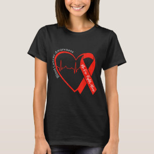 Camiseta Fita Vermelha do Coração de Conscientização do Cân