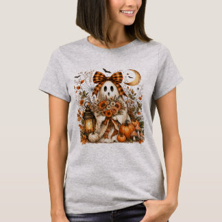 Camiseta Fita Xadrez Fantasma Coquette Halloween