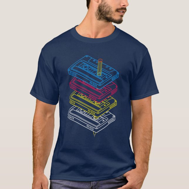 Camiseta Fitas cassete retrô (Frente)