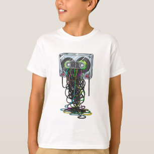 Camiseta Fitas Cassete Retro com Fios Emaranhados para Cria