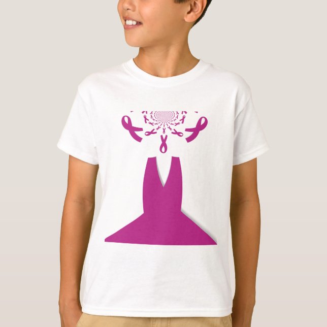 Camiseta Fitas cor-de-rosa Sensibilização do Cancer de Arte (Frente)