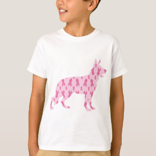 Camiseta Fitas de Cancer rosa german shepherd