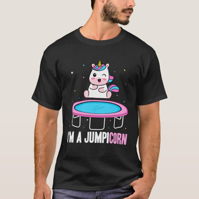 Camiseta Fitness Fan Unicorn  Motivation Trampoline Jumping (Frente)