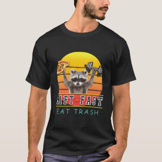 Camiseta Fitness Lift Fast Eat Trash Raccoon Pizza