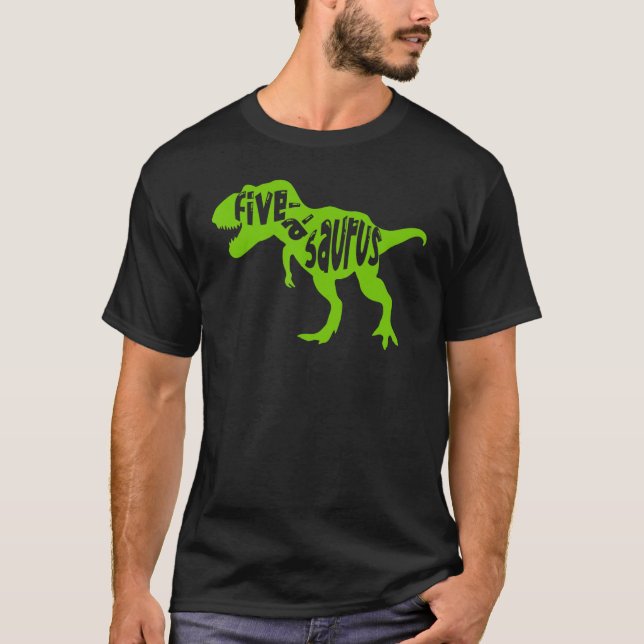 Camiseta Fiveasaurus Aniversário Dinossauro 5 Aniversário P (Frente)