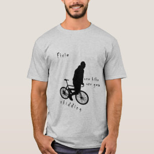 Camiseta Fixie - um patim da engrenagem da bicicleta uma