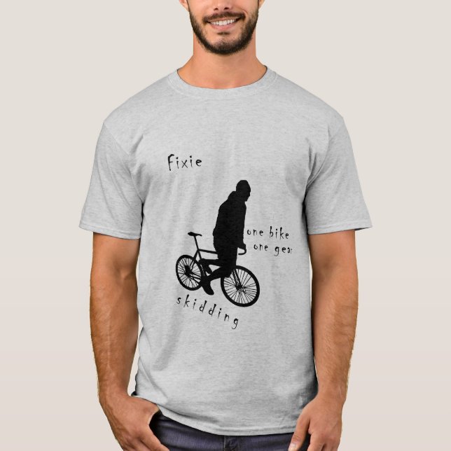 Camiseta Fixie - um patim da engrenagem da bicicleta uma (Frente)