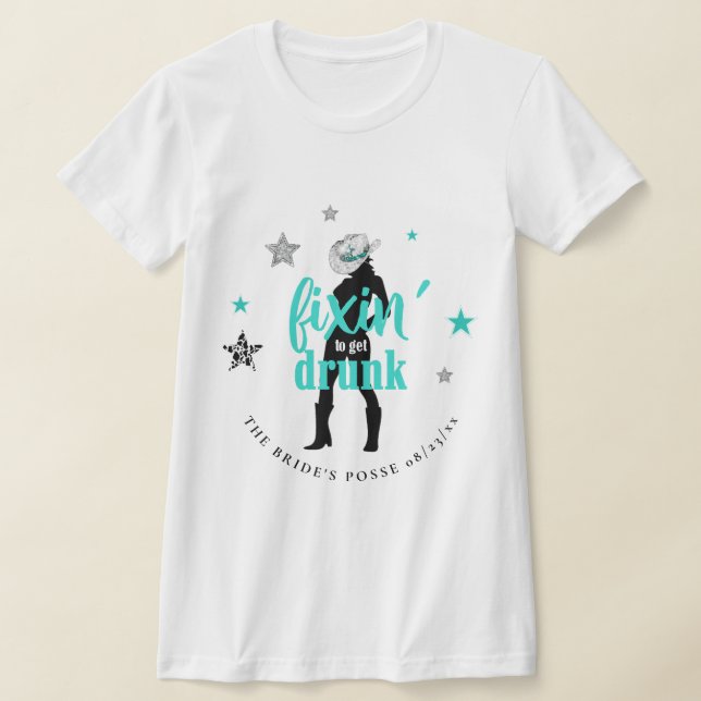 Camiseta Fixin' The Posse Disco Bachelorette Teal ID925 (Postura )