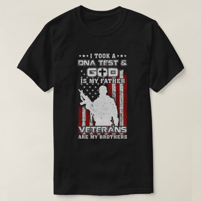 Camiseta Fiz Um Teste De Dna Deus É Meu Pai Veteranos Irmão (Frente do Design)