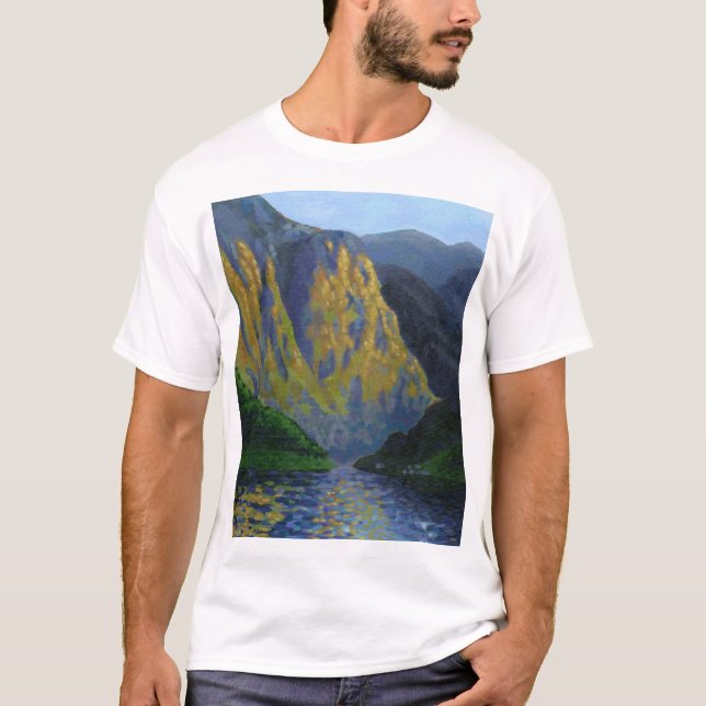 Camiseta Fjord norueguês se aproximando do pôr do sol (Frente)