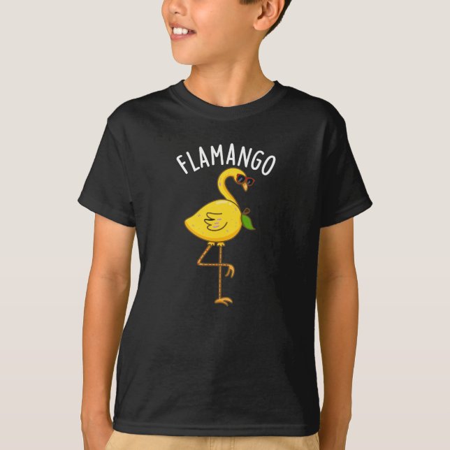 Camiseta Fla-mango Funny Flamingo Pun Dark BG (Frente)