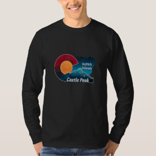 Camiseta Flag E Mountain Styled Castle Peak Colorado