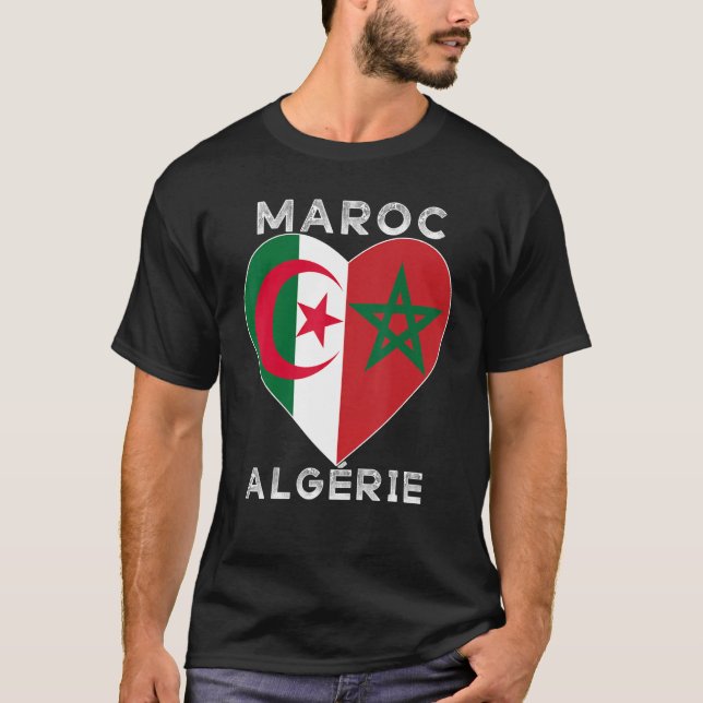 Camiseta Flag Love Marrocos Argélia I Love Marrocos Argélia (Frente)