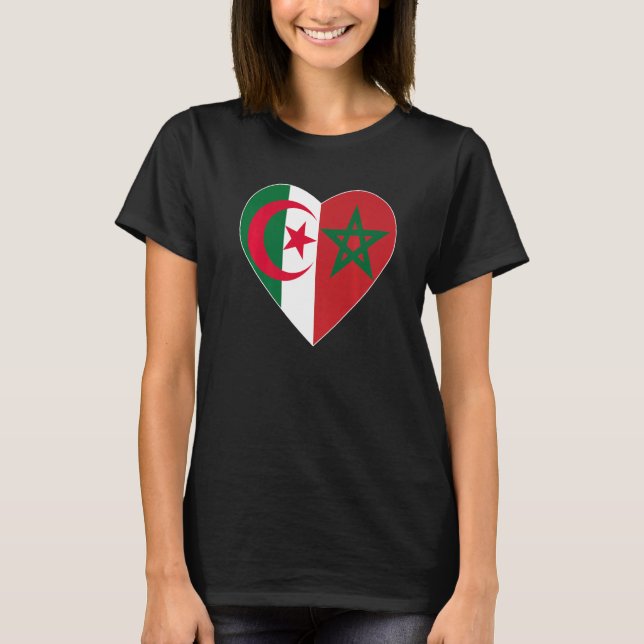 Camiseta Flag Love Morocco Algeria I Love Morocco Algeria S (Frente)