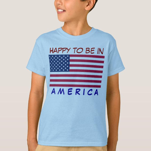 Camiseta FLAG USA, feliz em estar na AMÉRICA (Frente)