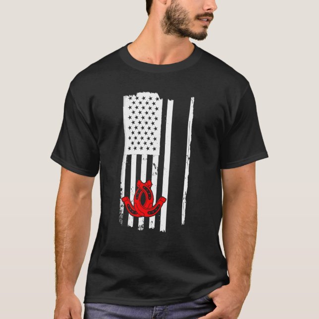 Camiseta Flag USA Horseshoe Pitching (Frente)