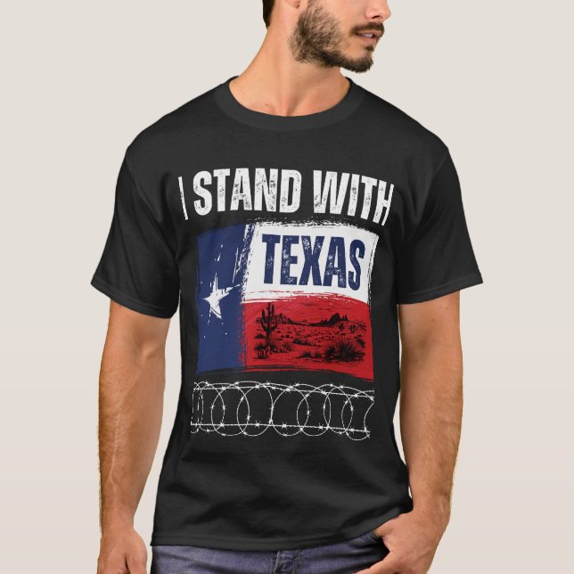 Camiseta Flag USA State Texas I Stand With Texas (Frente)