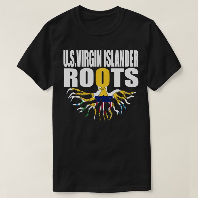 Camiseta Flagcastle US Virgem Islander Roots Flag Pride Gif (Frente do Design)