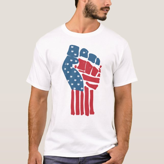 Camiseta Flagge USA auf einer angehobenen geballten Faust  (Frente)