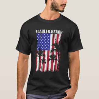 Camiseta Flagler Beach - Patriotic American Flag Palm Trees