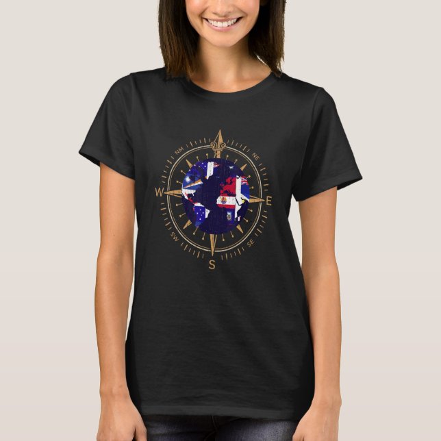 Camiseta Flags de Países de Combinação Viajando pelo Mundo  (Frente)