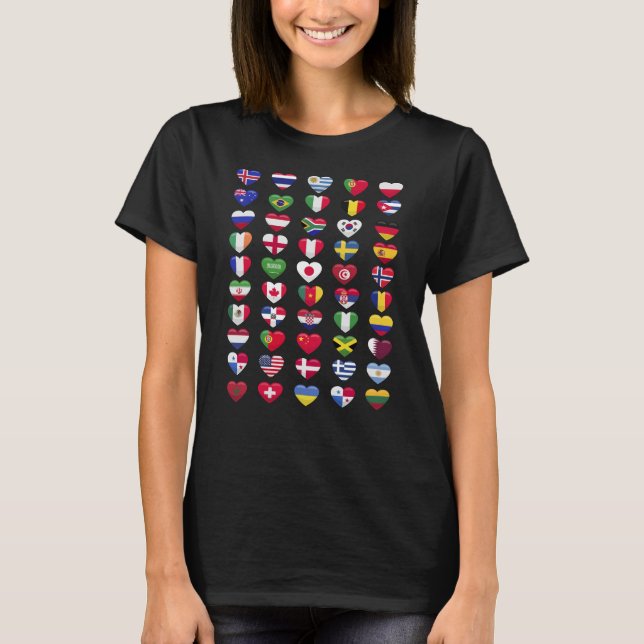 Camiseta Flags of the countries heart shape (Frente)
