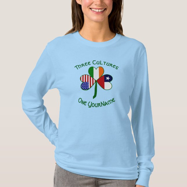 Camiseta Flags Shamrock para irlandeses chilenos personaliz (Frente)