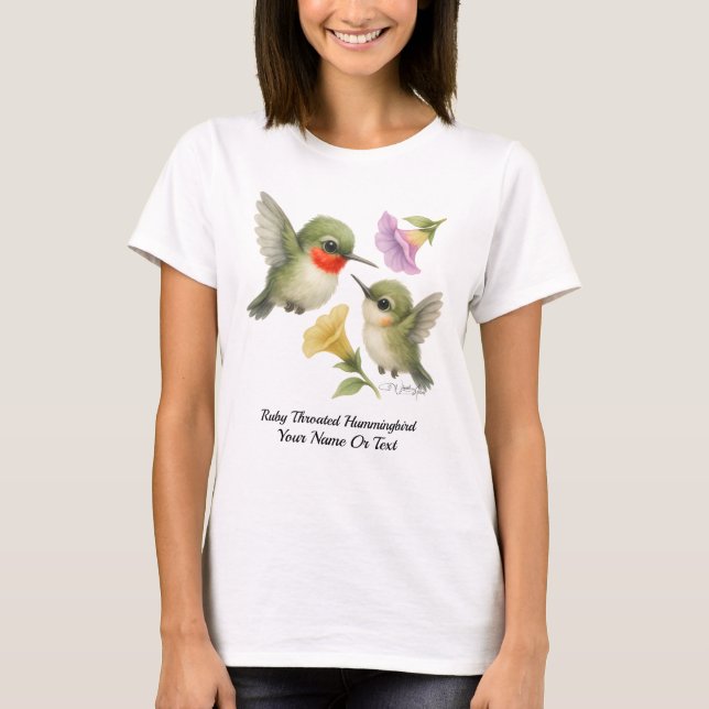 Camiseta Flamboyant Ruby Throated Hummingbird (Frente)