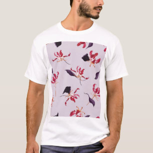 Camiseta Flame Lily: Padrão Floral De Jardim.