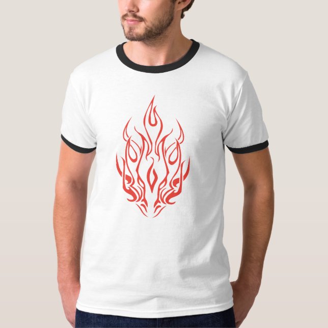 Camiseta Flame Spirit Face | Tribal Fire Silhouette Art (Frente)