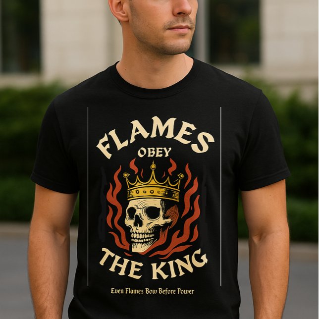 Camiseta Flames Obey the King – Crowned Skull Fire T-Shirt  (Criador carregado)