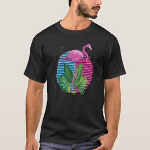 Camiseta Flami rosa-rosa de aves tropicais com Amante de os
