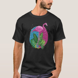 Camiseta Flami rosa-rosa de aves tropicais com Amante de os