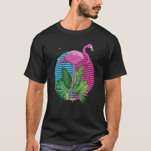 Camiseta Flami rosa-rosa de aves tropicais com Amante de os