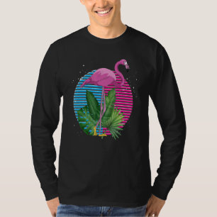 Camiseta Flami rosa-rosa de aves tropicais com Amante de os