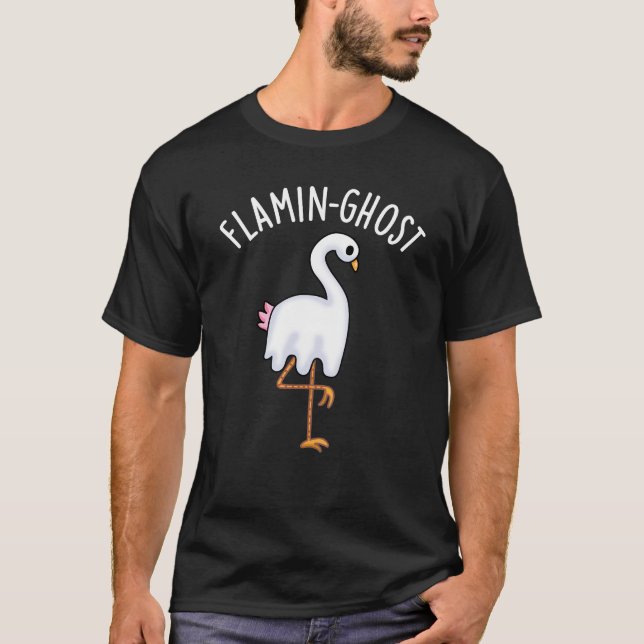 Camiseta Flamin-ghost Funny Flamingo Ghost Pun Dark BG (Frente)