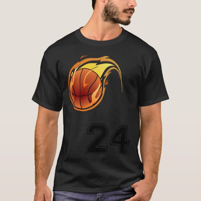 Camiseta Flaming Basketball with Number 24 on the Front and (Frente)