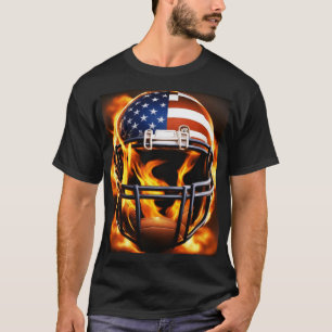 Camiseta Flaming do Capacete Americano de Futebol Legal Des