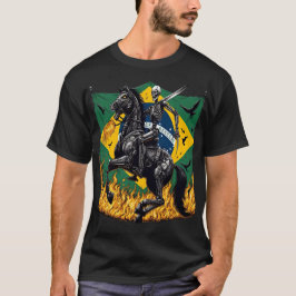 Camiseta Flaming Mechanical Skeleton Knight with Brazilian 